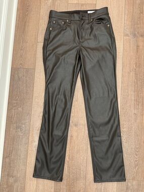 GAP '90s Straight High Rise chocolate brown vegan leather jeans